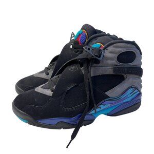Nike Air Jordan 8 Retro Aqua Men’s Size 10 OG Box Black Purple Sneakers